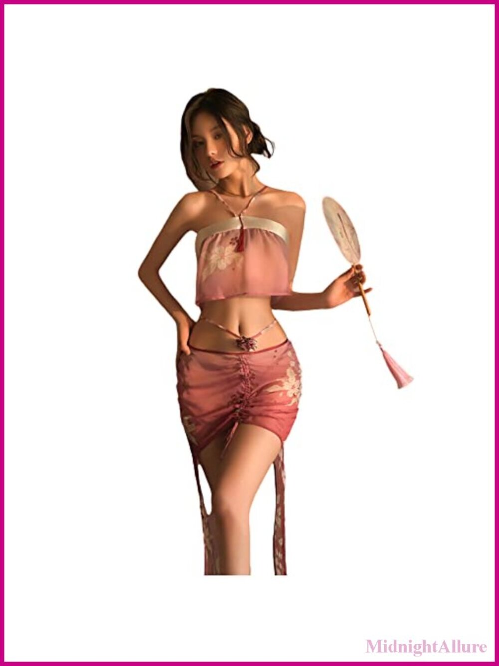 Cosplay Hanfu Dress Set Cherry Blossom Belly Pocket Lace Up Costume